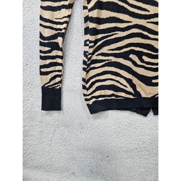Express Women Sweater Medium Black Animal Print 100% Cotton Long Sleeve Cardigan - Picture 13 of 16